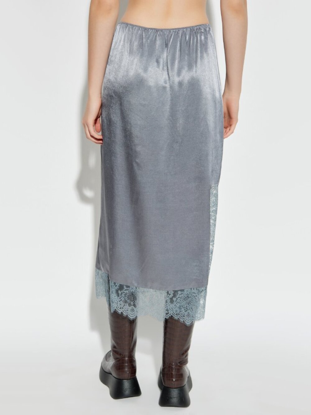 Munthe "Ravin" Slip Skirt w Lace in Grey, size 34. Fits like US 2/4 - Picture 9 of 12